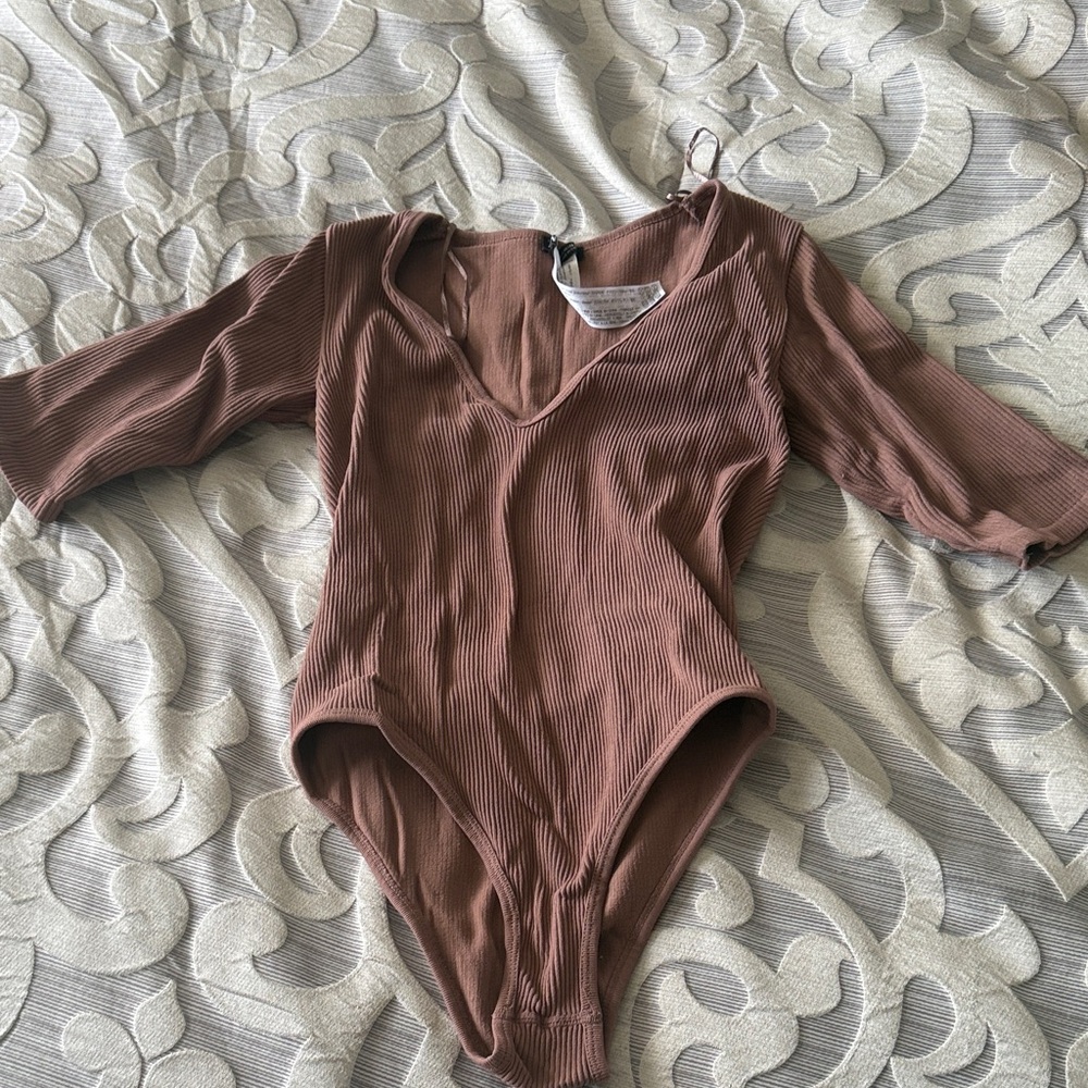 Zara Mocha Brown Bodysuit M-L